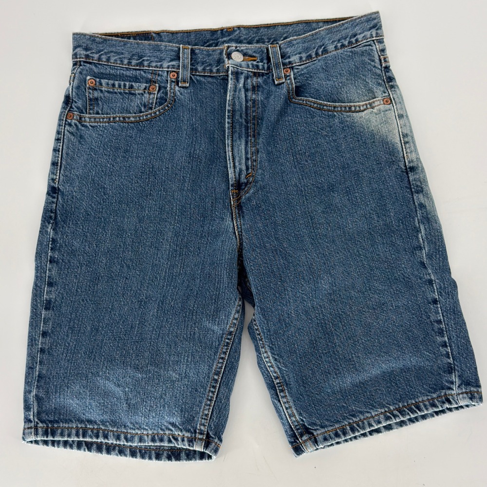 Levis 505 Regular Fit Denim Shorts Mens 32 Medium Wash Vintage Blue Cotton